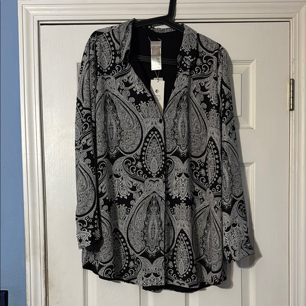 Black and Gray Paisley Women's Top